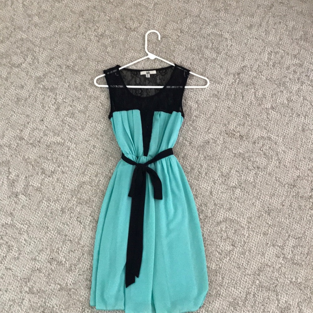 All Occasion Black Lace and Teal Party Dress